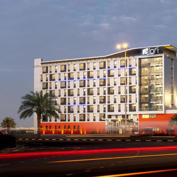 Aloft Dubai South front view