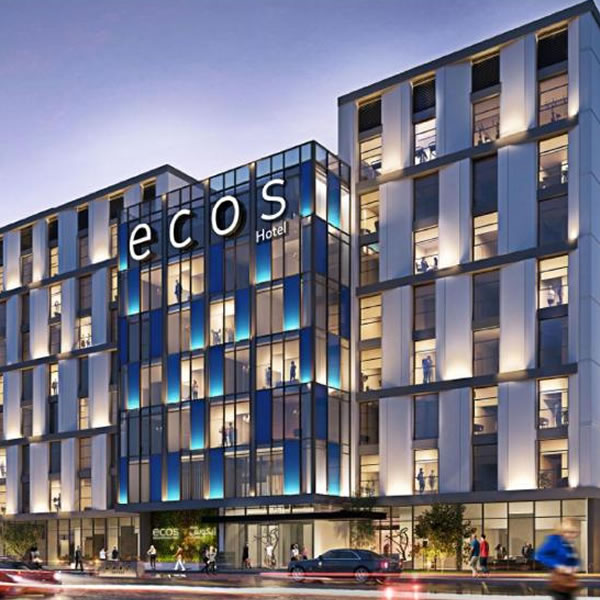 Ecos Dubai Hotel at Al Furjan front view